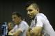 Argentina's Sergio Aguero, right, speaks during a news conference next to teammate Maxi Rodriguez, left, in Vespesiano, near Belo Horizonte, Brazil, Thursday, July 10, 2014. On Sunday, Argentina faces Germany for the World Cup final soccer match in Rio de Janeiro. (AP Photo/Victor R. Caivano)