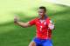 BELO HORIZONTE, BRAZIL - JUNE 28: Alexis Sanchez of Chile celebrates scoring his team's first goal during the 2014 FIFA World Cup Brazil round of 16 match between Brazil and Chile at Estadio Mineirao on June 28, 2014 in Belo Horizonte, Brazil. (Photo by Ian Walton/Getty Images)