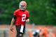 Jun 12, 2014; Berea, OH, USA; Cleveland Browns quarterback Johnny Manziel (2) during minicamp at Browns training facility. Mandatory Credit: Andrew Weber-USA TODAY Sports