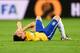 BELO HORIZONTE, BRAZIL - JULY 08: Oscar of Brazil shows his dejection after the 2014 FIFA World Cup Brazil Semi Final match between Brazil and Germany at Estadio Mineirao on July 8, 2014 in Belo Horizonte, Brazil. (Photo by Buda Mendes/Getty Images)