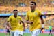 FORTALEZA, BRAZIL - JULY 04: Thiago Silva of Brazil (R) celebrates scoring his team's first goal during the 2014 FIFA World Cup Brazil Quarter Final match between Brazil and Colombia at Castelao on July 4, 2014 in Fortaleza, Brazil. (Photo by Jamie McDonald/Getty Images)