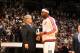 MIAMI, FL - OCTOBER 29: Owner Micky Arison presents LeBron James #6 of the Miami Heat with his ring during the ceremony before the game against the Chicago Bulls on October 29, 2013 at American Airlines Arena in Miami, Florida. NOTE TO USER: User expressly acknowledges and agrees that, by downloading and or using this photograph, User is consenting to the terms and conditions of the Getty Images License Agreement. Mandatory Copyright Notice: Copyright 2013 NBAE (Photo by Issac Baldizon/NBAE via Getty Images)