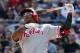 Philadelphia Phillies' Marlon Byrd bats during a baseball game against the Pittsburgh Pirates in Pittsburgh Saturday, July 5, 2014. The Pirates won 3-2. (AP Photo/Gene J. Puskar)
