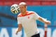 Netherland's forward Arjen Robben controls the ball during a training session at the Estadio Nacional in Brasilia, Brazil, Friday, July 11, 2014. Dutch squad plays Saturday's third-place match against host Brazil.(AP Photo/Eraldo Peres)