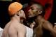 Canelo Alvarez, left, and Erislandy Lara pose for the media after the official weigh in for their Super Welterweight boxing match Friday, July 11, 2014 in Las Vegas. The pair will face off in the ring tomorrow at the MGM Grand arena. (AP Photo/Chris Carlson)