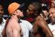 LAS VEGAS, NV - JULY 11: Boxers Canelo Alvarez (L) and Erislandy Lara face off during their official weigh-in at the MGM Grand Garden Arena on July 11, 2014 in Las Vegas, Nevada. The two will meet in a non-title bout on July 12. (Photo by Ethan Miller/Getty Images)
