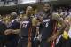 Miami Heat guard Ray Allen (34) and forward LeBron James stand on the bench in the closing seconds of a 93-90 loss to the Indiana Pacers in Game 5 of the NBA basketball Eastern Conference finals in Indianapolis, Wednesday, May 28, 2014. The Heat lead the series 3-2. (AP Photo/Michael Conroy)