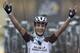 France's Blel Kadri crosses the finish line to win the eighth stage of the Tour de France cycling race over 161 kilometers (100 miles) with start in Tomblaine and finish in Gerardmer, France, Saturday, July 12, 2014. (AP Photo/Peter Dejong)