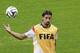 German national soccer player Sami Khedira joggles a ball during an official training session one day before the World Cup semifinal soccer match between Brazil and Germany at the Mineirao Stadium in Belo Horizonte, Brazil, Monday, July 7, 2014. (AP Photo/Matthias Schrader)
