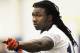 Buffalo Bills first-round draft pick Sammy Watkins gestures as he lines up during drills at an NFL football rookie camp at the team's facility, Sunday, May 18, 2014, in Orchard Park, N.Y. (AP Photo/Gary Wiepert)
