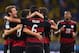 BELO HORIZONTE, BRAZIL - JULY 08: Sami Khedira of Germany celebrates with his team-mates after scoring their fifth goal during the 2014 FIFA World Cup Brazil Semi Final match between Brazil and Germany at Estadio Mineirao on July 8, 2014 in Belo Horizonte, Brazil. (Photo by Buda Mendes/Getty Images)