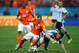 SAO PAULO, BRAZIL - JULY 09: Jordy Clasie of the Netherlands and Lionel Messi of Argentina compete for the ball during the 2014 FIFA World Cup Brazil Semi Final match between the Netherlands and Argentina at Arena de Sao Paulo on July 9, 2014 in Sao Paulo, Brazil. (Photo by Clive Rose/Getty Images)