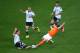 SAO PAULO, BRAZIL - JULY 09: Daryl Janmaat of the Netherlands challenges Lucas Biglia of Argentina during the 2014 FIFA World Cup Brazil Semi Final match between the Netherlands and Argentina at Arena de Sao Paulo on July 9, 2014 in Sao Paulo, Brazil. (Photo by Julian Finney/Getty Images)
