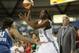 Seattle Storm's Shekinna Stricklen passes off against Minnesota Lynx's during the first half of an WNBA basketball playoff game in Tacoma, Wash. on Sunday, Sept. 22, 2013. (Photo/John Froschauer)