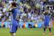 Argentina's Lionel Messi reacts after missing a scoring opportunity during the World Cup final soccer match between Germany and Argentina at the Maracana Stadium in Rio de Janeiro, Brazil, Sunday, July 13, 2014. (AP Photo/Felipe Dana)