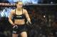 Feb 22, 2014; Las Vegas, NV, USA; Ronda Rousey (red gloves) prior to the start of her fight against Sara McMann (blue gloves) for their UFC bantamweight championship bout at Mandalay Bay. Mandatory Credit: Stephen R. Sylvanie-USA TODAY Sports