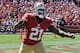 San Francisco 49ers running back Frank Gore (21) runs on the field for player introductions before a game against the Indianapolis Colts played at Candlestick Park in San Francisco on Sunday, September 22, 2013. (AP Photo/John Cordes)