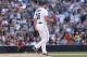 San Diego Padres relief pitcher Huston Street pumps his fist after getting the last out of a baseball game against the San Francisco Giants in the ninth inning on Friday, July 4, 2014, in San Diego. San Diego won the game 2-0. (AP Photo/Don Boomer)