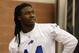 Buffalo Bills first-round draft pick Sammy Watkins relaxes after participating in NFL football rookie camp at the team's facility in Orchard Park, N.Y., Saturday, May 17, 2014. (AP Photo/Bill Wippert)