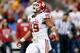 NEW ORLEANS, LA - JANUARY 02: Eric Striker #19 of the Oklahoma Sooners reacts after sacking AJ McCarron #10 of the Alabama Crimson Tide during the Allstate Sugar Bowl at the Mercedes-Benz Superdome on January 2, 2014 in New Orleans, Louisiana. (Photo by Kevin C. Cox/Getty Images)