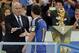 Argentina's Lionel Messi shakes hands with FIFA President Sepp Blatter after the World Cup final soccer match between Germany and Argentina at the Maracana Stadium in Rio de Janeiro, Brazil, Sunday, July 13, 2014. Germany won the match 1-0. (AP Photo/Matthias Schrader)