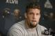 San Francisco 49ers guard Alex Boone talks with reporters during a news conference on Monday, Jan. 28, 2013, in New Orleans. The 49ers are scheduled to play the Baltimore Ravens in the NFL Super Bowl XLVII football game on Feb. 3. (AP Photo/Mark Humphrey)