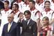 AC Milan coach Filippo Inzaghi, center, poses flanked by AC Milan vice president Barbara Berlusconi, right, and vice president Adriano Galliani during the presentation of the upcoming 2014-15 season at the AC Milan headquarter in Milan, Italy, Thursday, July 10, 2014. (AP Photo/Luca Bruno)