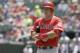 Los Angeles Angels Mike Trout (27) prepares to ball during the baseball game against the Texas Rangers in Arlington, Texas, Sunday, July 13, 2014. (AP Photo/LM Otero)