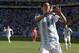 Argentina's Angel di Maria celebrates after scoring his side's only and winning goal in extra time during the World Cup round of 16 soccer match between Argentina and Switzerland at the Itaquerao Stadium in Sao Paulo, Brazil, Tuesday, July 1, 2014. Argentina defeated Switzerland 1-0 to move on to the quarterfinals. (AP Photo/Manu Fernandez)