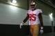 GLENDALE, AZ - DECEMBER 29: Tight end Vernon Davis #85 of the San Francisco 49ers walks out onto the field before the NFL game against the Arizona Cardinals at the University of Phoenix Stadium on December 29, 2013 in Glendale, Arizona. (Photo by Christian Petersen/Getty Images)