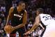 SAN ANTONIO, TX - JUNE 15: Chris Bosh #1 of the Miami Heat looks to pass as Boris Diaw #33 of the San Antonio Spurs defends during Game Five of the 2014 NBA Finals at the AT&T Center on June 15, 2014 in San Antonio, Texas. NOTE TO USER: User expressly acknowledges and agrees that, by downloading and or using this photograph, User is consenting to the terms and conditions of the Getty Images License Agreement. (Photo by Andy Lyons/Getty Images)
