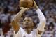 Miami Heat guard Ray Allen (34) warms up before Game 4 of the NBA basketball finals against the San Antonio Spurs, Thursday, June 12, 2014, in Miami. (AP Photo/Lynne Sladky)
