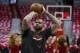 Chicago Bulls forward Carlos Boozer warms up before Game 3 of an opening-round NBA basketball playoff series against the Washington Wizards, Friday, April 25, 2014, in Washington. (AP Photo/Alex Brandon)