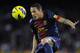 Barcelona's Adriano Correia from Brazil, control the ball during their Spanish League soccer match against Osasuna, at Camp Nou stadium in Barcelona, Spain, Sunday, Jan. 27, 2013. Barcelona won the match 5-1. (AP Photo/Alvaro Barrientos)