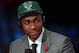 Jun 26, 2014; Brooklyn, NY, USA; Jabari Parker (Duke) is interviewed after being selected as the number two overall pick to the Milwaukee Bucks in the 2014 NBA Draft at the Barclays Center. Mandatory Credit: Brad Penner-USA TODAY Sports