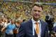 Netherlands' head coach Louis van Gaal arrives for the World Cup third-place soccer match between Brazil and the Netherlands at the Estadio Nacional in Brasilia, Brazil, Saturday, July 12, 2014. (AP Photo/Hassan Ammar)