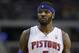 Detroit Pistons forward Josh Smith (6) is seen during the second quarter of an NBA basketball game against the Charlotte Bobcats in Auburn Hills, Mich., Tuesday, Feb. 18, 2014. (AP Photo/Carlos Osorio)