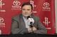 HOUSTON - JUNE 25: Daryl Morey (GM of the Houston Rockets) speaks during a press conference to announce Patrick Patterson after he was drafted by the Rockets at the Toyota Center on June 25, 2010 in Houston, Texas. NOTE TO USER: User expressly acknowledges and agrees that, by downloading and/or using this photograph, User is consenting to the terms and conditions of the Getty Images License Agreement. Mandatory Copyright Notice: Copyright 2010 NBAE (Photo by Bill Baptist/NBAE via Getty Images)