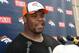 Denver Broncos defensive tackle Terrance Knighton talks to reporters after players took part in the team's NFL football minicamp at the Broncos' headquarters in Englewood, Colo., on Thursday, May 29, 2014. (AP Photo/David Zalubowski)