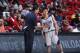LAS VEGAS, NV - JULY 16: Yuki Togashi #18 of the Dallas Mavericks talks with Head Coach Kaleb Canales during the game against the Charlotte Hornets at the Samsung NBA Summer League 2014 on July 16, 2014 at the Thomas & Mack Center in Las Vegas, Nevada. NOTE TO USER: User expressly acknowledges and agrees that, by downloading and or using this photograph, User is consenting to the terms and conditions of the Getty Images License Agreement. Mandatory Copyright Notice: Copyright 2014 NBAE (Photo by Jack Arent/NBAE via Getty Images)