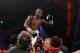 Apr 13, 2013; New York, NY, USA; Guillermo Rigondeaux celebrates his 12-round unanimous decision win over Nonito Donaire (not shown) at Radio City Music Hall. Mandatory Credit: Ed Mulholland-USA TODAY Sports
