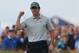 Rory McIlroy of Northern Ireland celebrates after playing an eagle on the 16th hole during the third day of the British Open Golf championship at the Royal Liverpool golf club, Hoylake, England, Saturday July 19, 2014. (AP Photo/Jon Super)