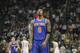 New York Knicks guard J.R. Smith (8) shows his disappointment in the closing seconds against the Memphis Grizzlies in the second half of an NBA basketball game Tuesday, Feb. 18, 2014, in Memphis, Tenn. The Grizzlies won 98-93. (AP Photo/Lance Murphey)