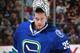 VANCOUVER, BC - APRIL 13: Jacob Markstrom #35 of the Vancouver Canucks looks on from the bench during their NHL game against the Calgary Flames at Rogers Arena April 13, 2014 in Vancouver, British Columbia, Canada. Vancouver won 5-1. (Photo by Jeff Vinnick/NHLI via Getty Images)
