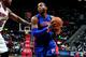 ATLANTA, GA - APRIL 8: Greg Monroe #10 of the Detroit Pistons drives against the Atlanta Hawks on April 8, 2014 at Philips Arena in Atlanta, Georgia. NOTE TO USER: User expressly acknowledges and agrees that, by downloading and/or using this Photograph, user is consenting to the terms and conditions of the Getty Images License Agreement. Mandatory Copyright Notice: Copyright 2014 NBAE (Photo by Scott Cunningham/NBAE via Getty Images)