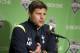 Tottenham Hotspur manager Mauricio Pochettino address the media after a friendly soccer match against the Seattle Sounders in Seattle, Saturday, July 19, 2014. The matched ended in a 3-3 draw. (AP Photo/Stephen Brashear)