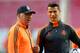 LISBON, PORTUGAL - MAY 23: Head Coach, Carlo Ancelotti of Real Madrid speaks with Cristiano Ronaldo of Real Madrid during a Real Madrid training session ahead of the UEFA Champions League Final against Club Atletico de Madrid at Estadio da Luz on May 23, 2014 in Lisbon, Portugal. (Photo by Michael Regan/Getty Images)