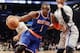 NEW YORK, NY - APRIL 15: Amar'e Stoudemire #1 of the New York Knicks dribbles the ball against the Brooklyn Nets at the Barclays Center on April 15, 2014 in the Brooklyn borough of New York City. NOTE TO USER: User expressly acknowledges and agrees that, by downloading and/or using this Photograph, user is consenting to the terms and conditions of the Getty Images License Agreement. (Photo by Bruce Bennett/Getty Images)