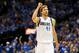 DALLAS, TX - MAY 02: Dirk Nowitzki #41 of the Dallas Mavericks reacts against the San Antonio Spurs in Game Six of the Western Conference Quarterfinals during the 2014 NBA Playoffs at American Airlines Center on May 2, 2014 in Dallas, Texas. NOTE TO USER: User expressly acknowledges and agrees that, by downloading and or using this photograph, User is consenting to the terms and conditions of the Getty Images License Agreement. (Photo by Ronald Martinez/Getty Images)