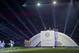 Paris Saint Germain's Brazilian defender Thiago Silva, left, arrives on the stage during his trophy's ceremony as he celebrates PSG's French League One title, at the Parc des Princes Stadium, in Paris, Saturday, May. 17, 2014.(AP Photo/Jacques Brinon)